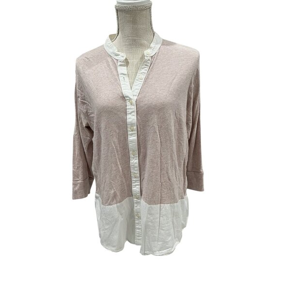 GAP Womens 2-Tone Pink & White Button-Up Shirt Designed Lightweight Cotton Blend - Picture 1 of 5